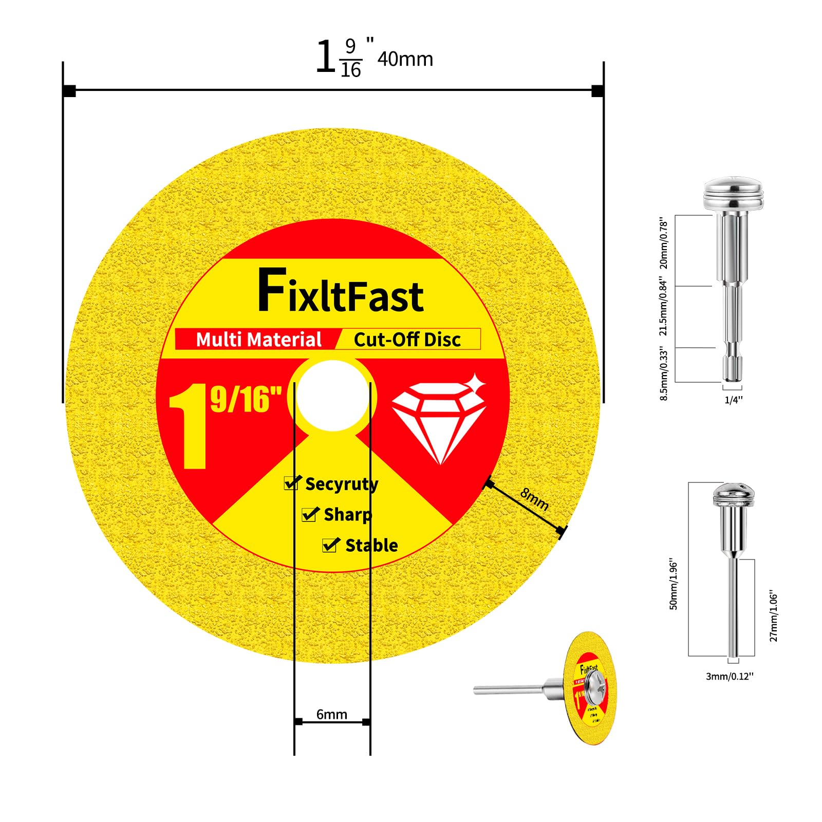 Round mandrel 1/4 inch included with FixltFast kit.