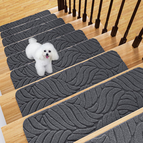Fixmend stair treads on wooden steps provide non-slip safety and easy installation.