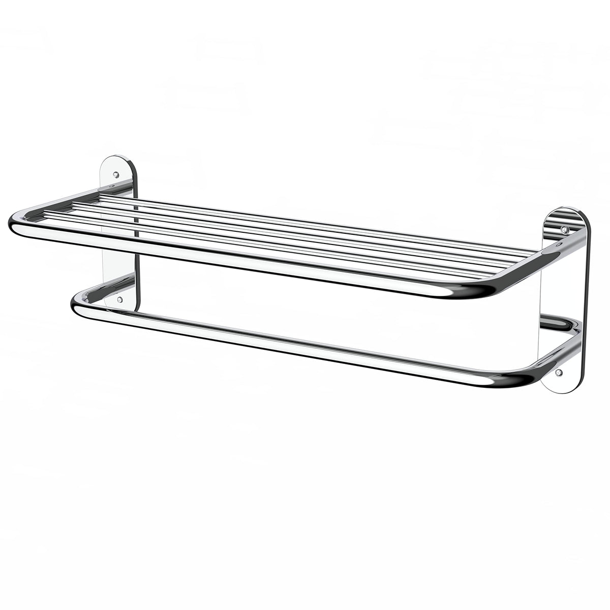 FIXSEN 18-inch towel rack with shelf on wall mount for organized towels.