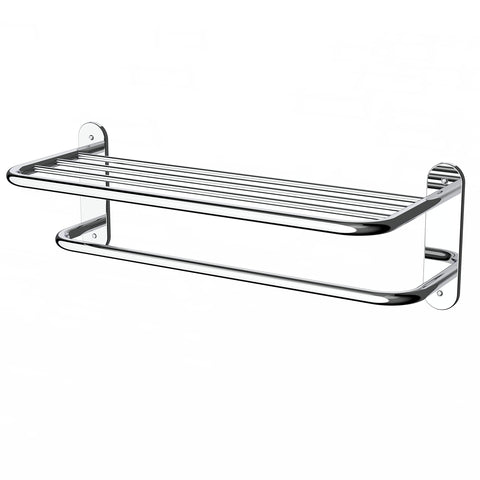 FIXSEN 18-inch towel rack with shelf on wall mount for organized towels.