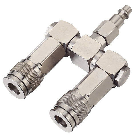 FIXSMITH Air Hose Connector 2-Way Outlet for connecting two tools from one outlet.