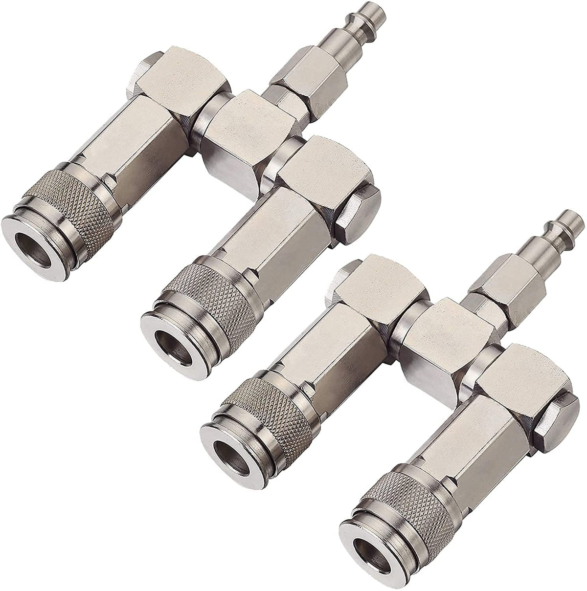 Fixsmith Air Hose Connector 2Pack enables dual-outlet setup for faster tool use.