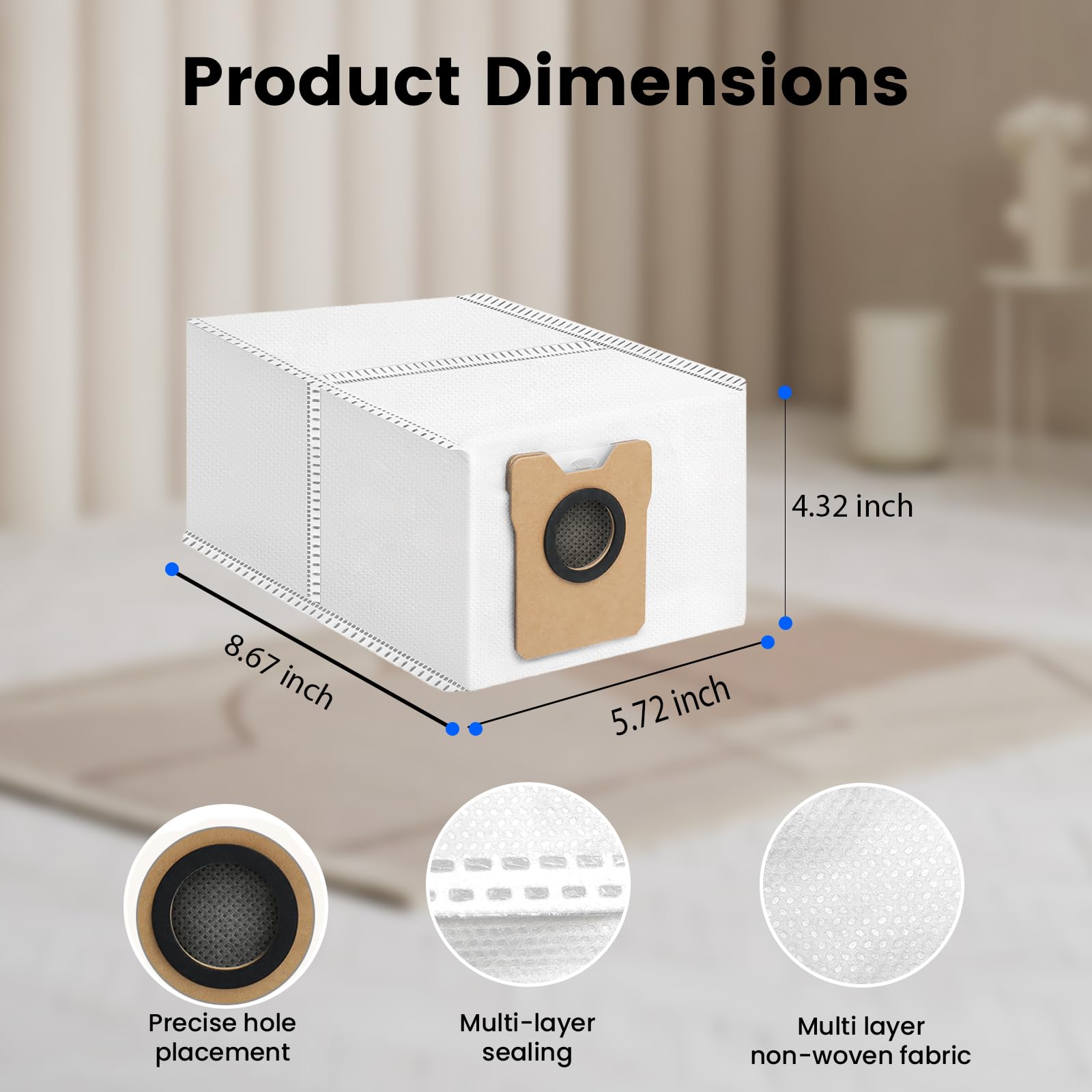 FKDJNIC large-capacity dust bag for extended cleaning sessions.