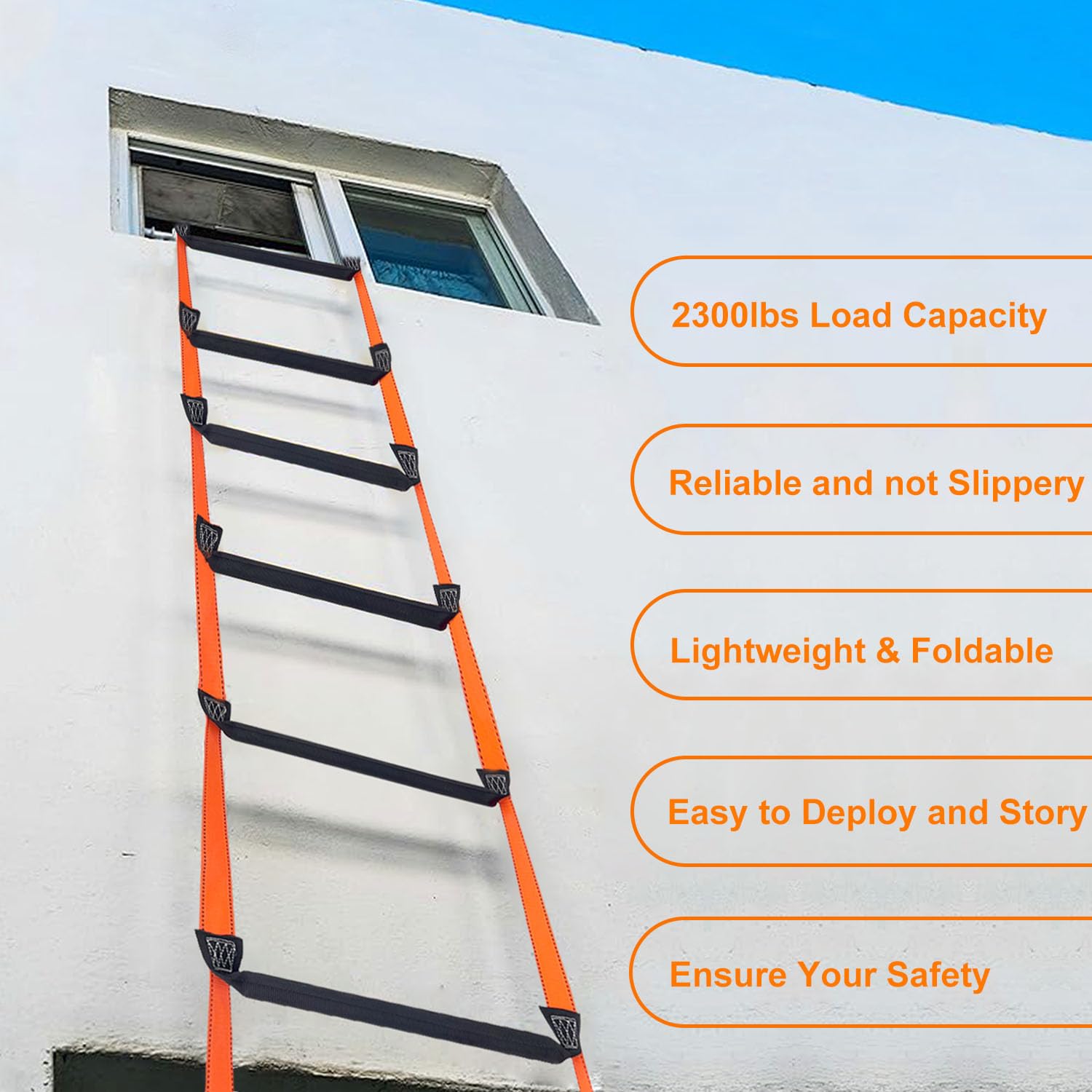 FKNGS Fire Escape Ladder compact storage ready under a bed or in a closet.