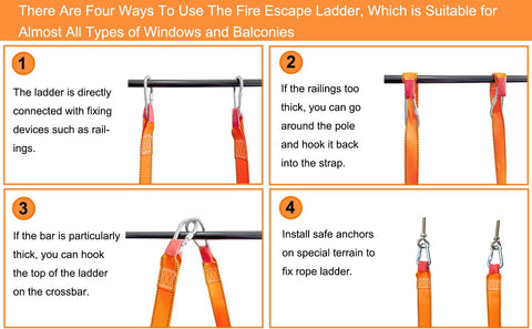 FKNGS Fire Escape Ladder versatile for indoor and outdoor use.