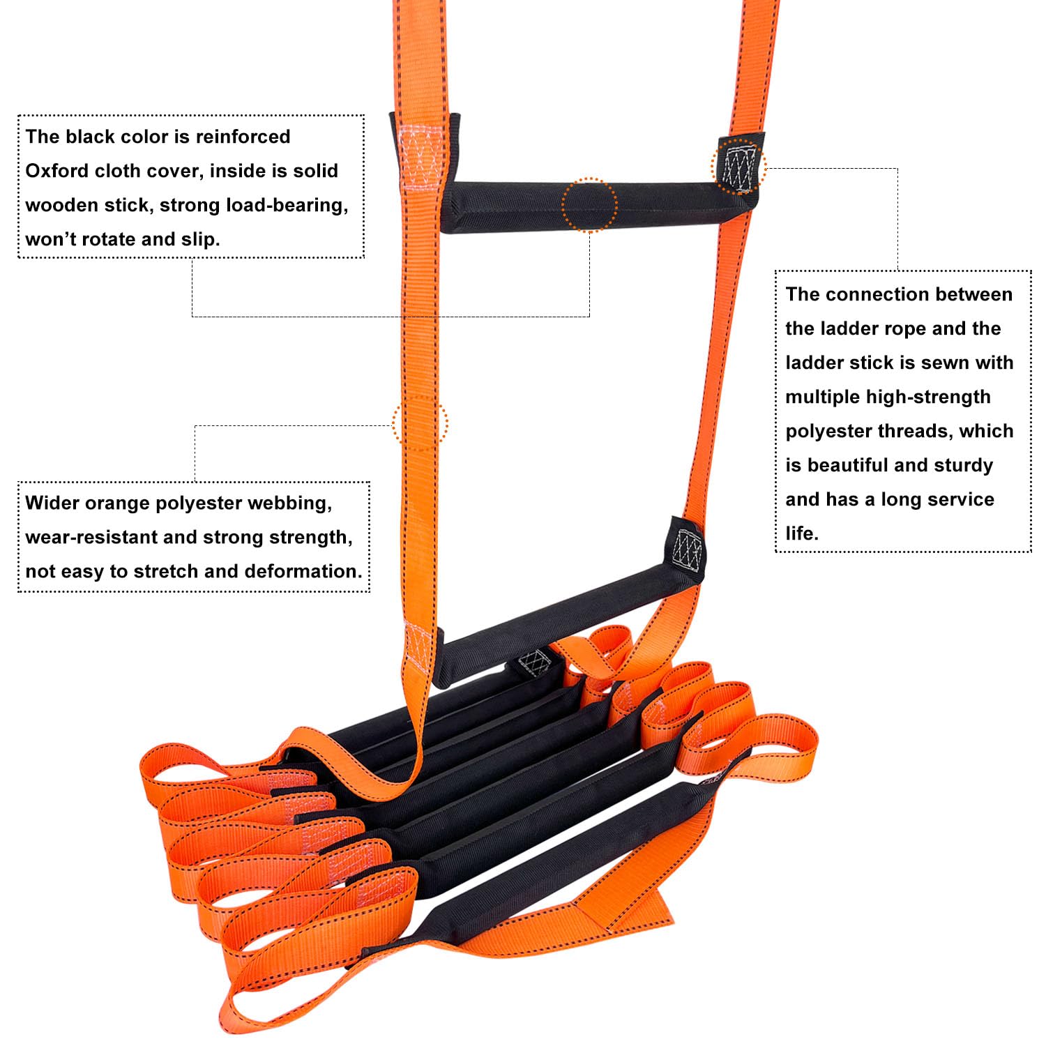 FKNGS Fire Escape Ladder solid steps prevent flex and ensure steady footing.