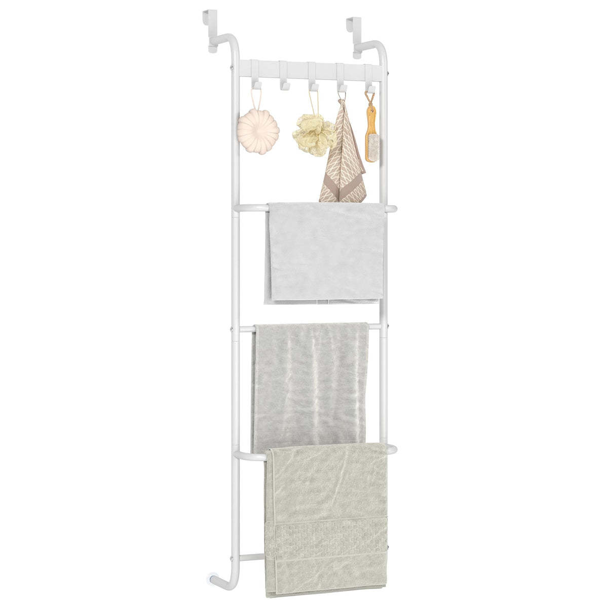 FKUO 5-tier towel rack front view showing ample towel storage