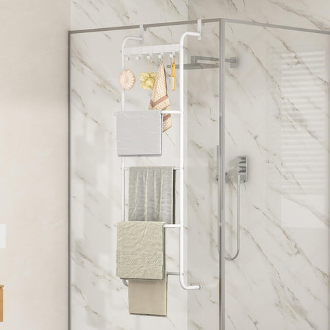 FKUO 5-tier towel rack top hooks area for small accessories