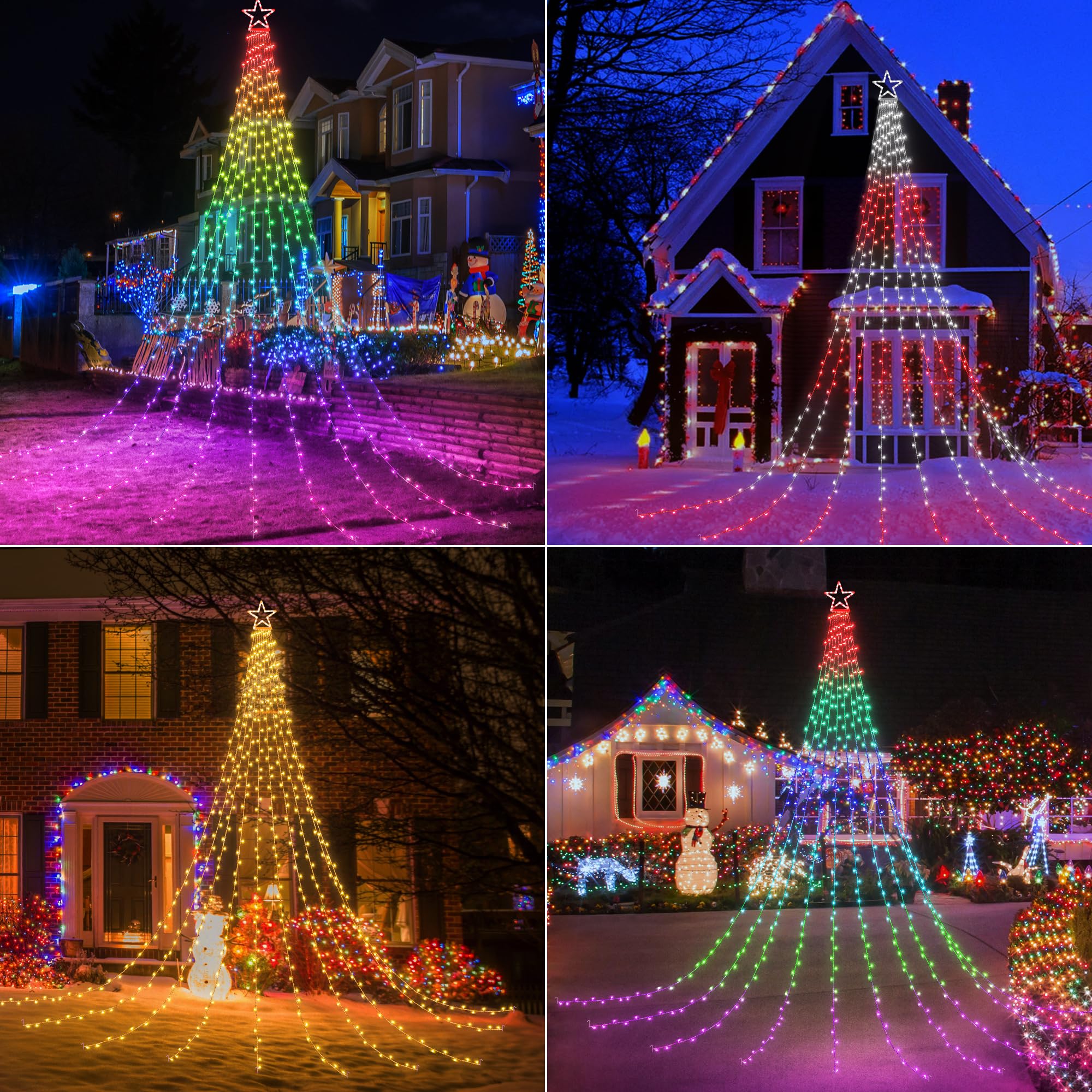 Flacchi RGB star string lights brighten yards with vibrant multi-color options for festive evenings.