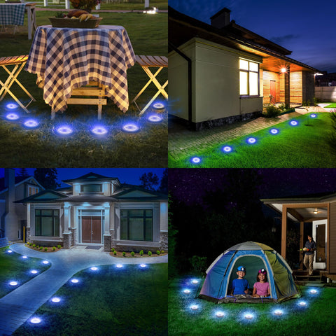 Flacchi Solar Ground Light blue decor for outdoor yards and patios.