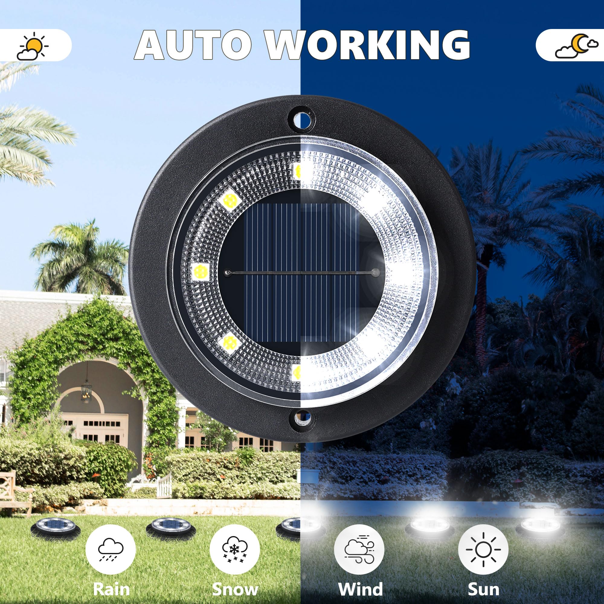 Flacchi solar ground light disk yard accent lighting for landscaping