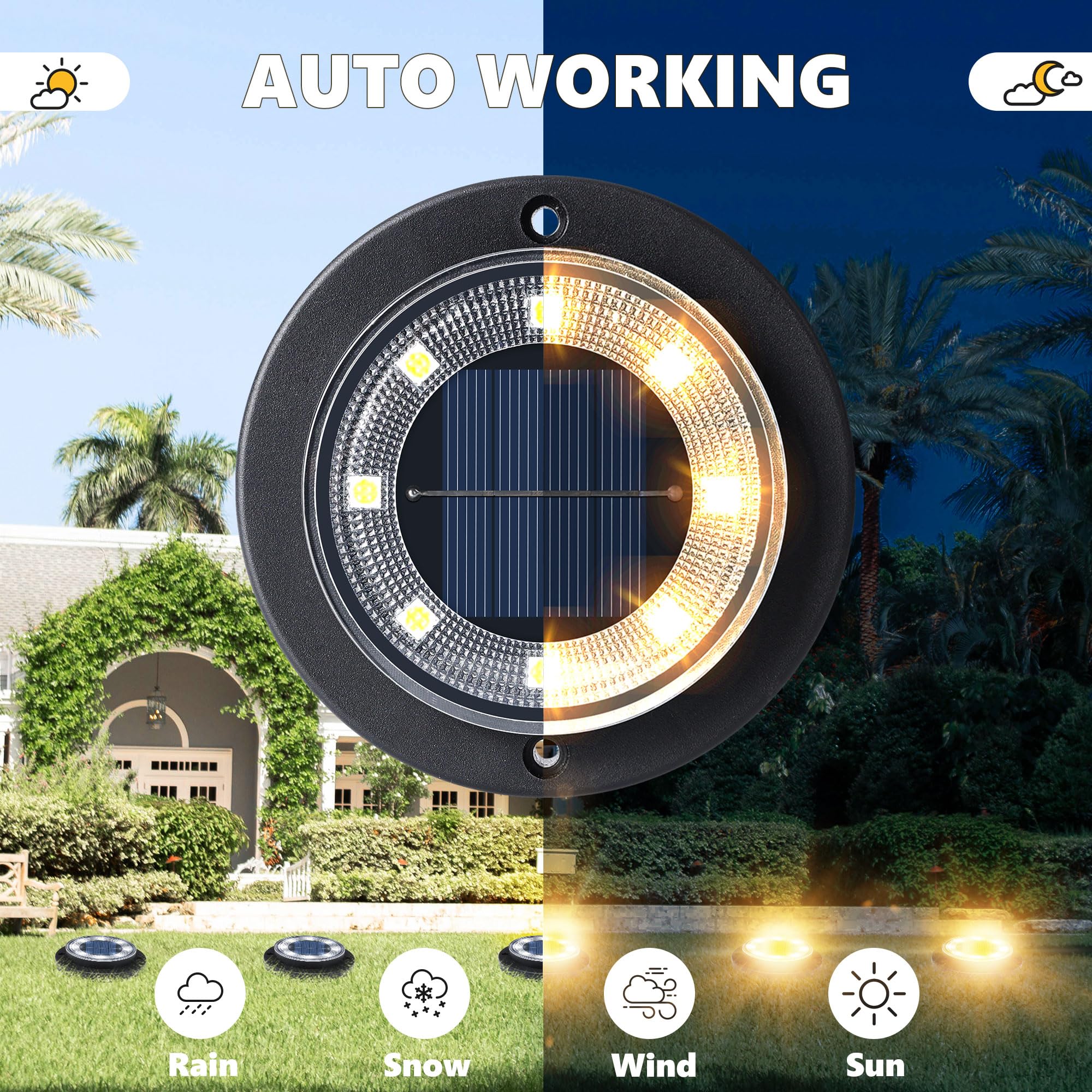 Flacchi ground lights recharge by day and illuminate outdoor spaces for hours.