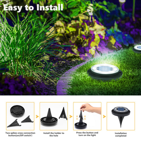 Flacchi solar ground lights provide weatherproof disk lighting for yard paths