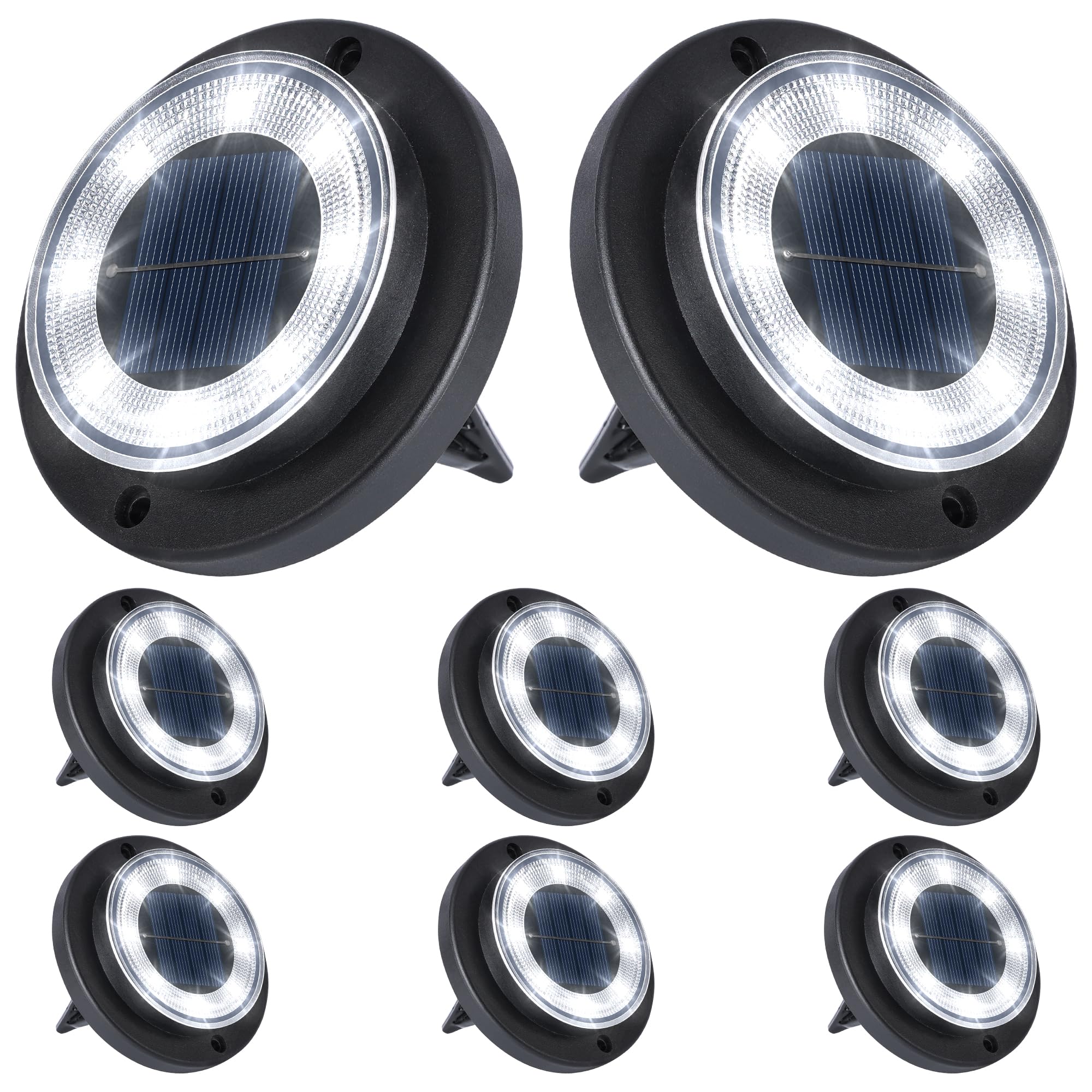 Flacchi solar ground lights 8-pack disk lights illuminate patio and path