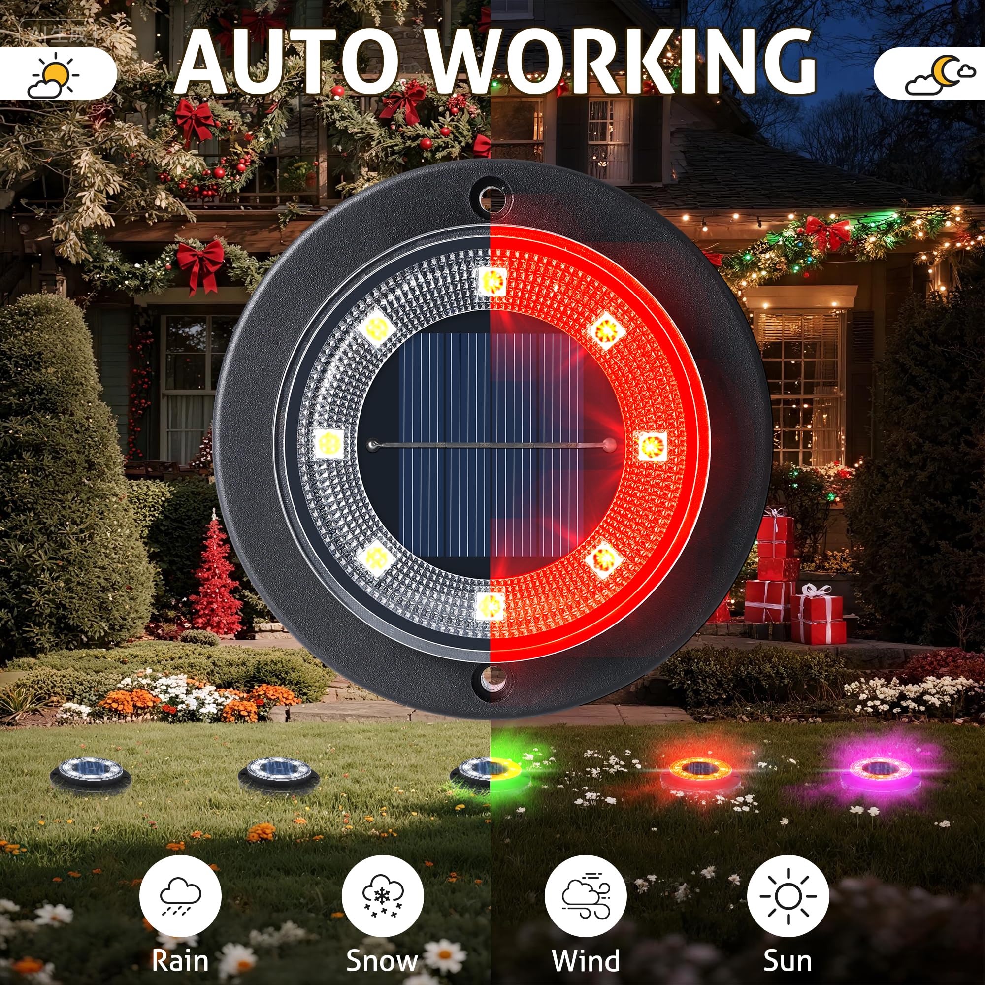 Flacchi solar ground lights multi-colored LEDs create color nights