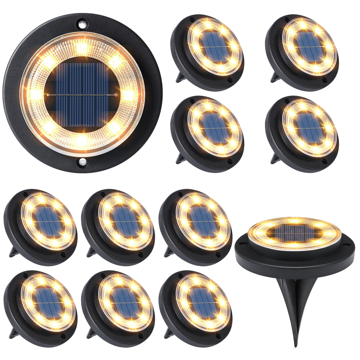 Flacchi solar ground lights dusk-illumination along pathways for safer passage.