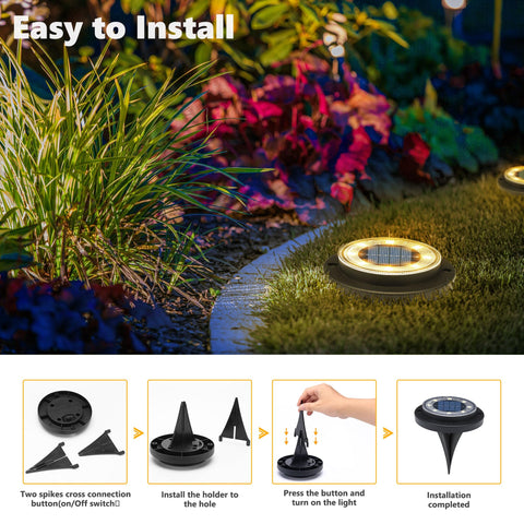 Flacchi solar ground lights demonstrate ground installation for garden paths.