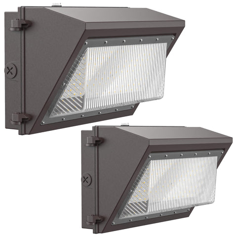 Flakeeper 120W wall pack light with dusk-to-dawn sensor illuminating exterior spaces