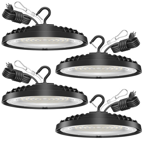 Flakeeper 150W UFO high bay light brightens warehouse spaces for better visibility.