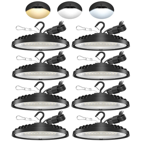 Flakeeper 200W UFO high bay light front view delivers broad warehouse illumination