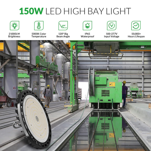 Flakeeper LED high bay 150W side profile, even coverage for large areas