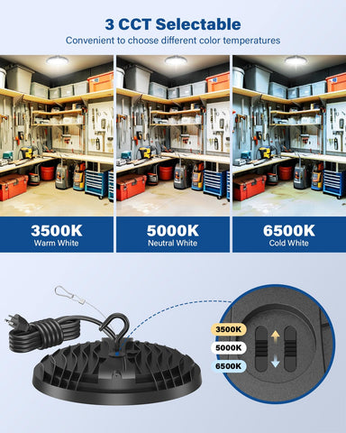 Flakeeper UFO High Bay Light 3500K warm white mode ideal for task lighting