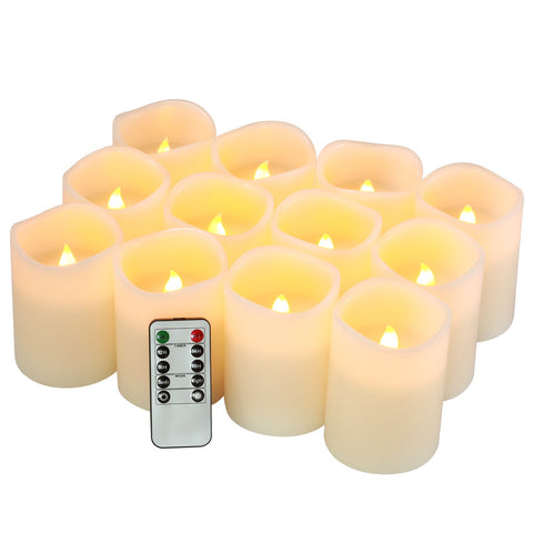 Flamecan flameless pillar candles set12 pillar for cozy ambience with realistic flicker.