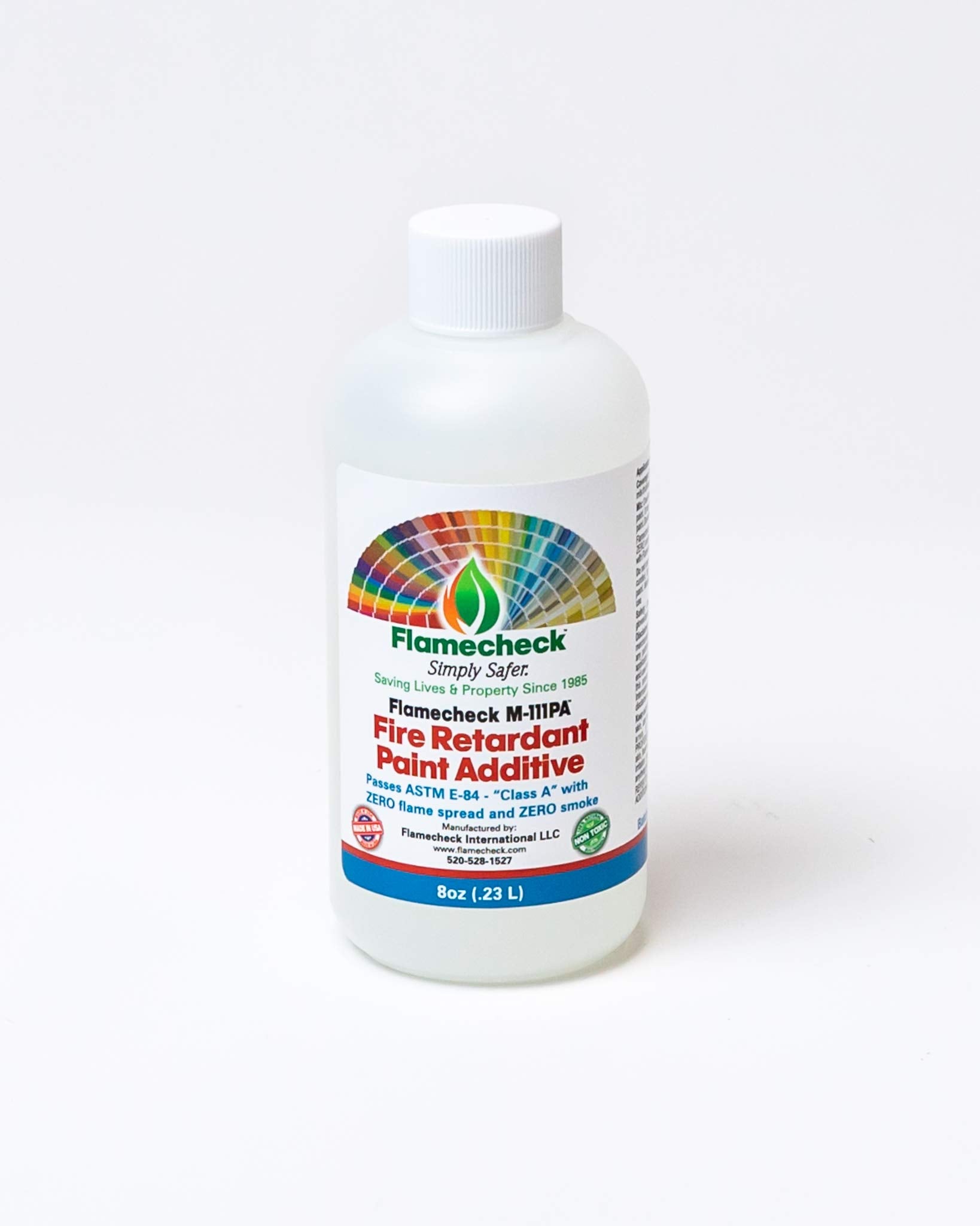 Flamecheck M-111PA 8oz bottle in front view for safe home painting