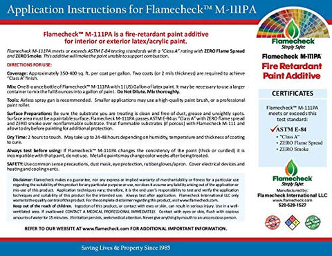 Flamecheck M-111PA ASTM E-84 test result illustration