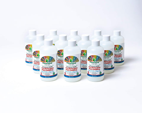 Close-up of Flamecheck M-111PA label and ingredients