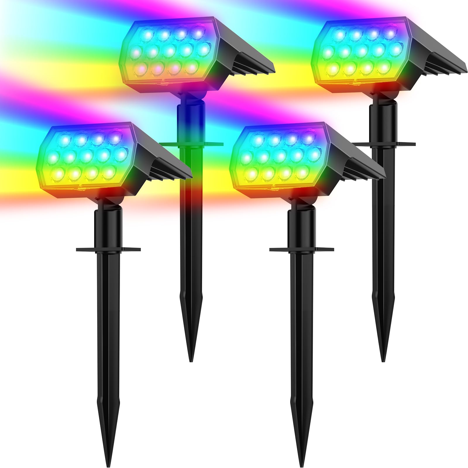 Flaow solar spot light in 7 modes for vibrant yard accents
