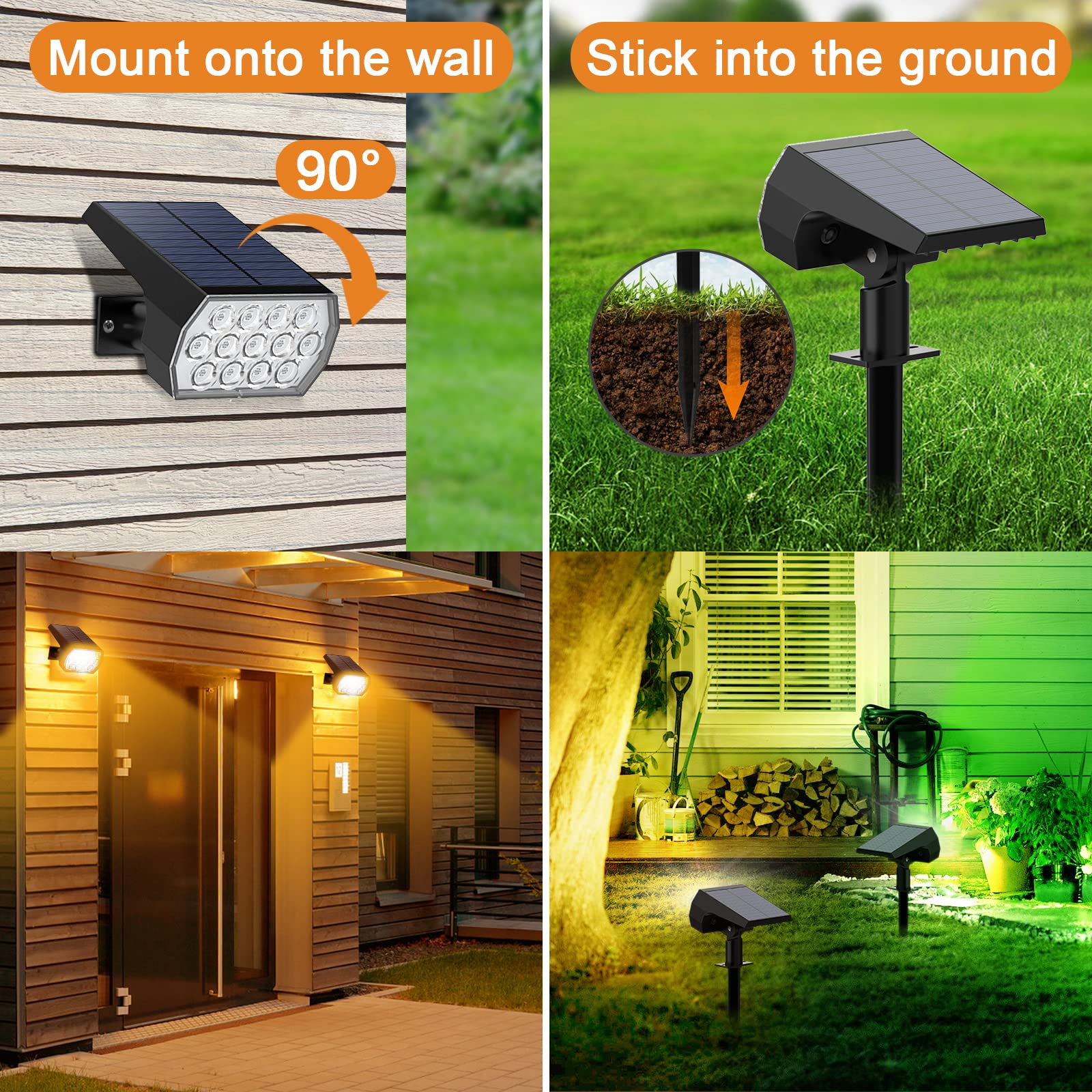 Flaow solar spot light ground stake setup for flexible landscaping