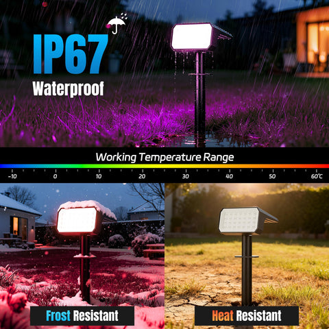 Flaow IP67 waterproof solar lights withstand rain for outdoor use.