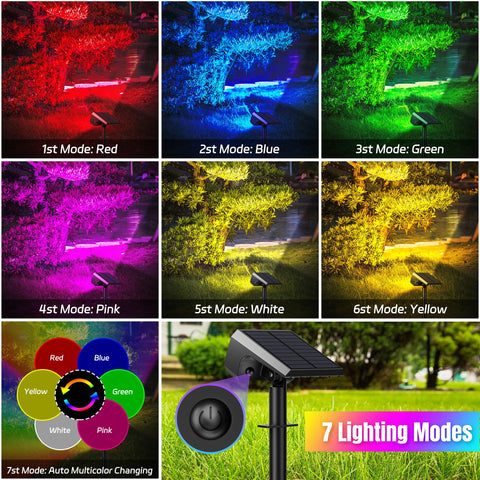 Flaow solar spotlights wall-mount option for versatile wall or tree lighting.
