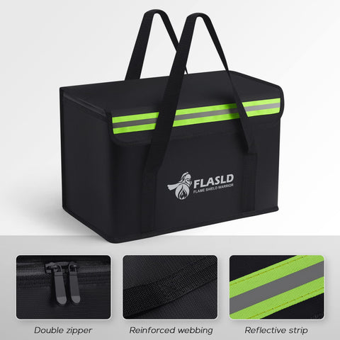 FLASLD three-layer LiPo bag provides reliable structure for safe storage.