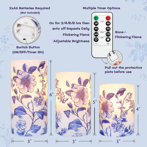 FLAVCHARM blue-white chinoiserie candle adds depth to mantels and stairs
