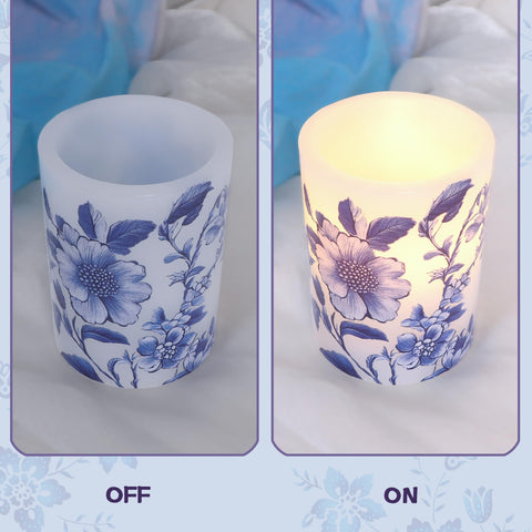FLAVCHARM flameless pillar candle showing realistic wax look