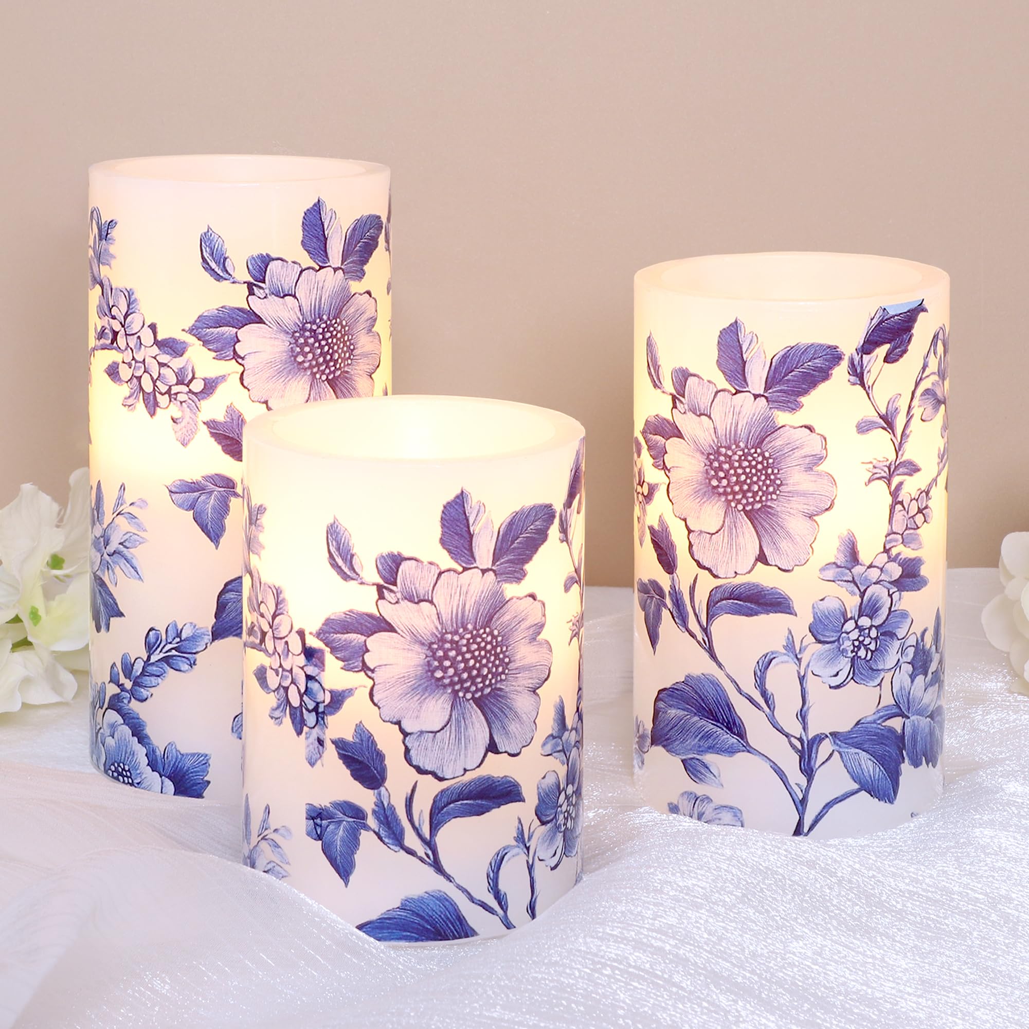 FLAVCHARM hand-painted porcelain-style candle adds antique charm