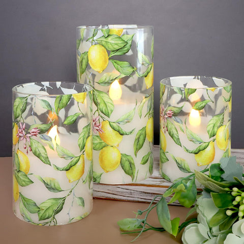 FLAVCHARM lemon glass flameless candle with remote control for cozy dinners