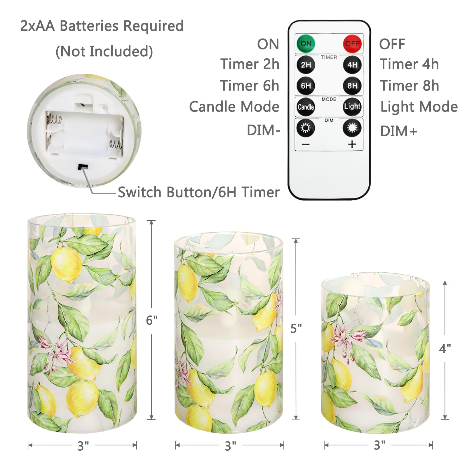 Lemon tree decal on FLAVCHARM candle enhances bright spring tabletops
