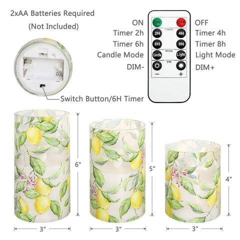 Lemon tree decal on FLAVCHARM candle enhances bright spring tabletops