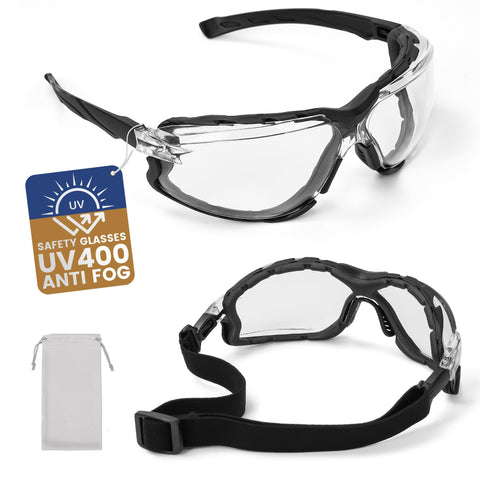 Flaya adjustable safety glasses with strap for secure fit during outdoor tasks.
