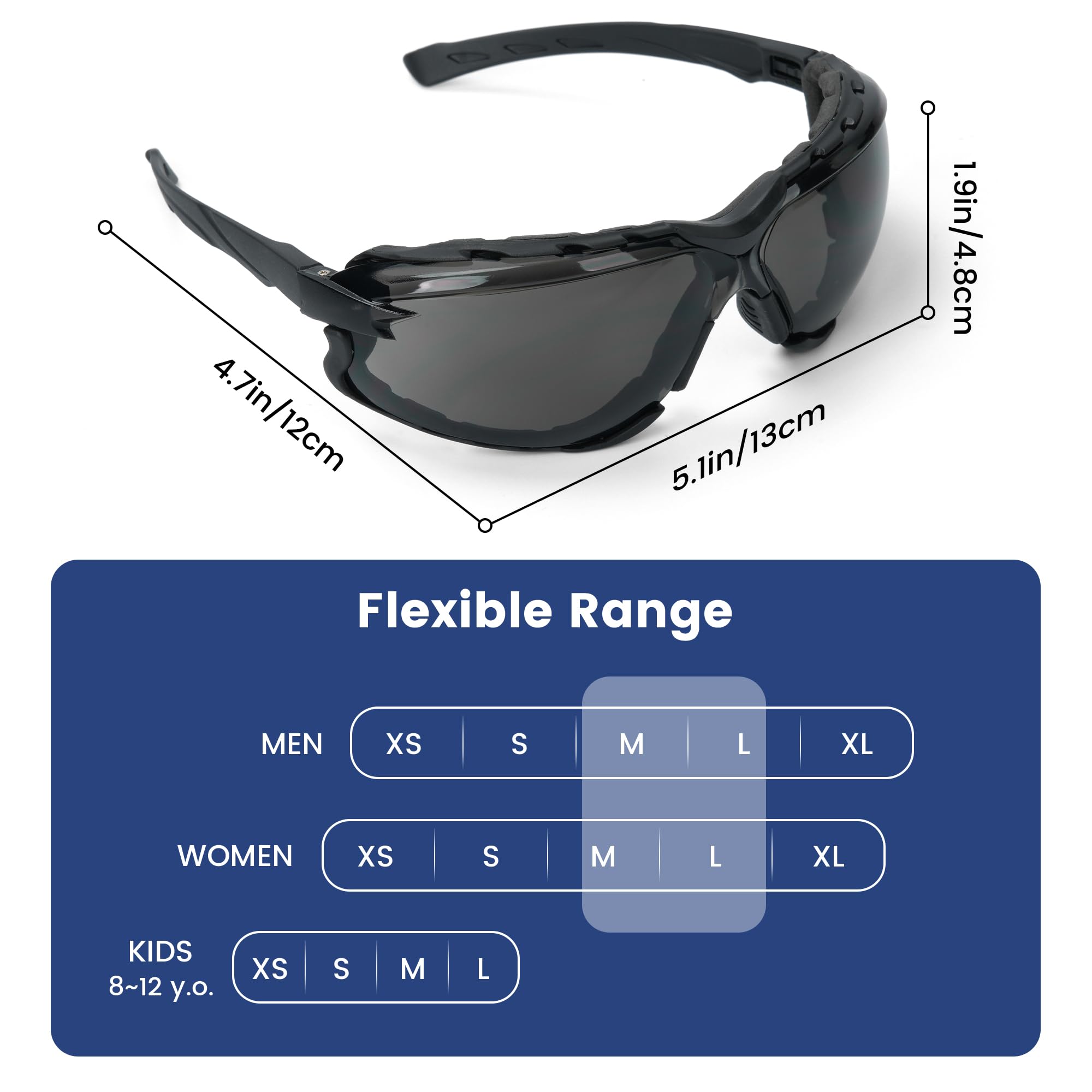 Flaya comprehensive eye protection with panoramic view for extended shifts.