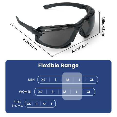 Flaya comprehensive eye protection with panoramic view for extended shifts.