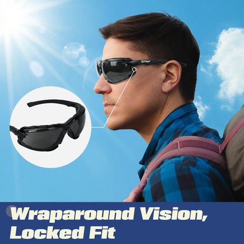 Flaya ANSI Z87+ scratch-resistant lenses protect eyes in high-impact environments.