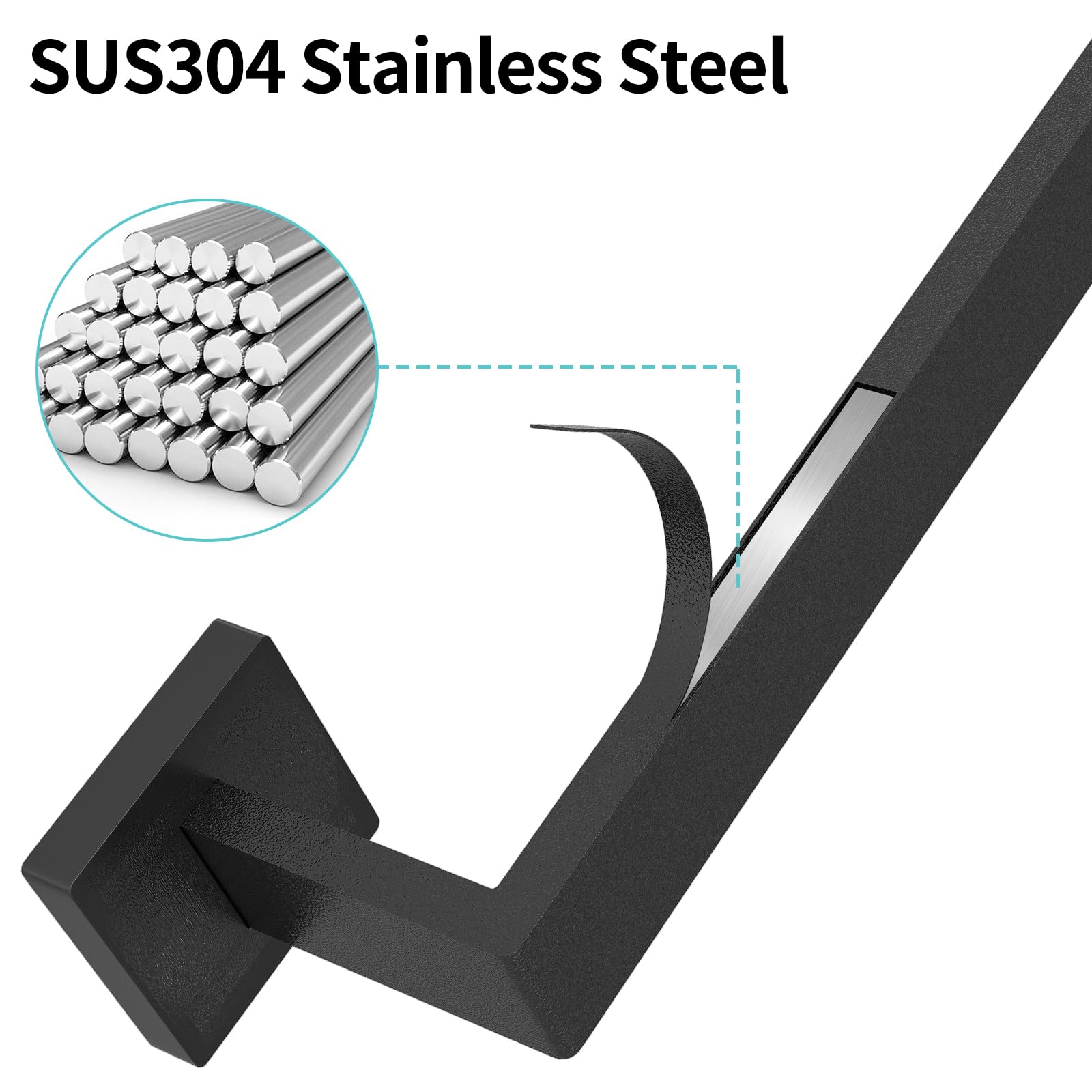 FLE double towel bar with matte black finish adds stylish, space-saving storage
