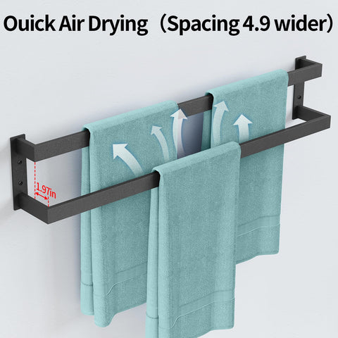 FLE matte black towel bar close-up shows smooth, durable coating