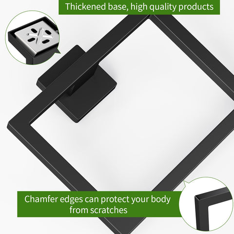 FLE stainless steel wall mounted towel holder in matte black