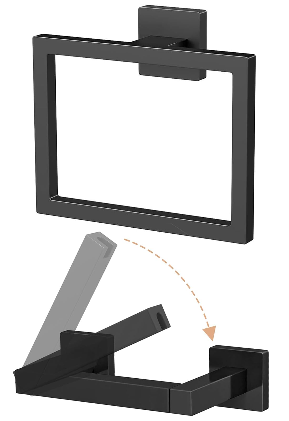 FLE toilet paper holder wall mount in matte black for easy roll changes