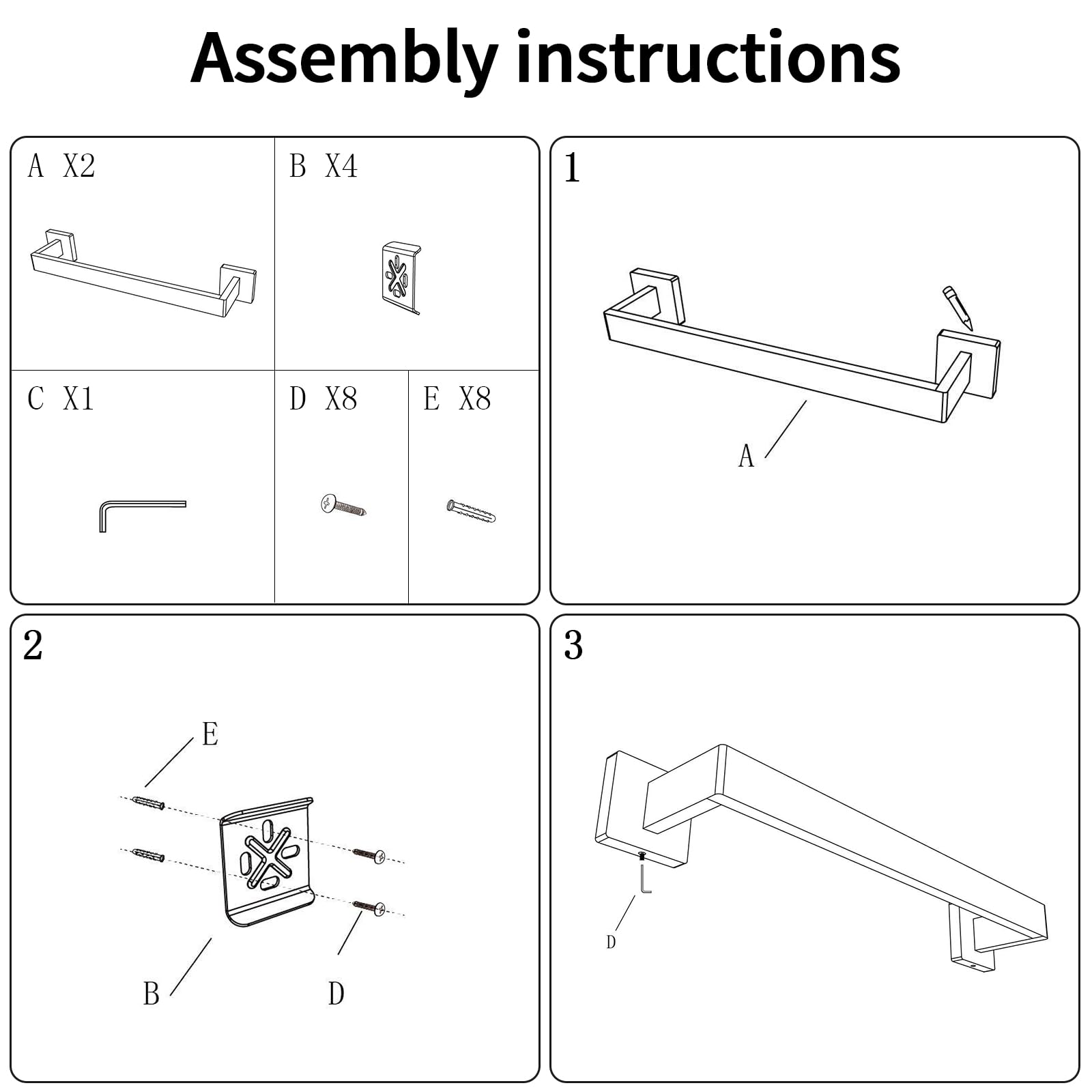 FLE towel bar suitable beside cabinets or doors for towels and more